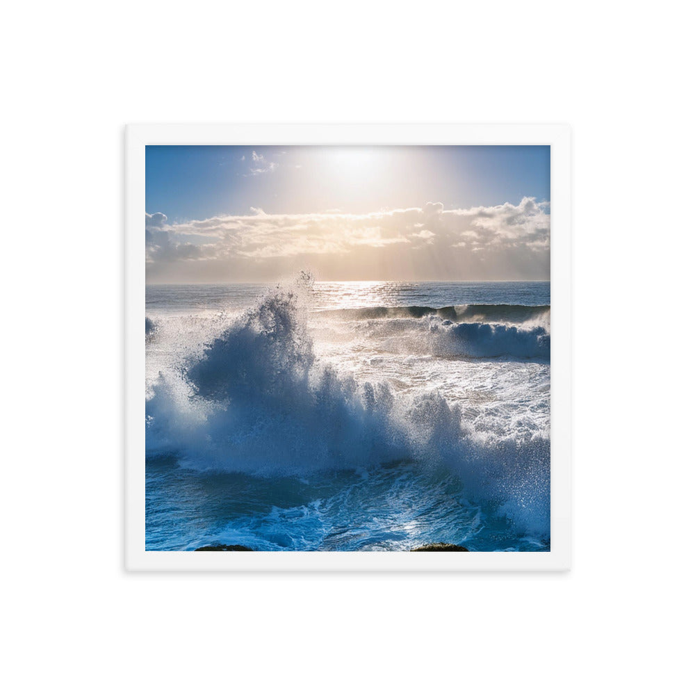 Waves Crashing - Framed poster