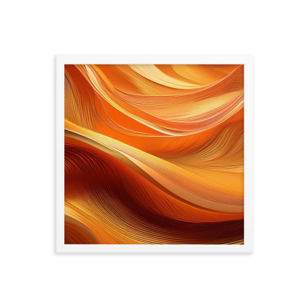 Orange and Gold Waves - Framed poster