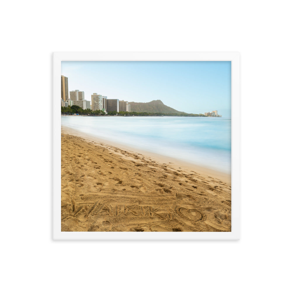 Waikiki Written In the Sand - Framed poster