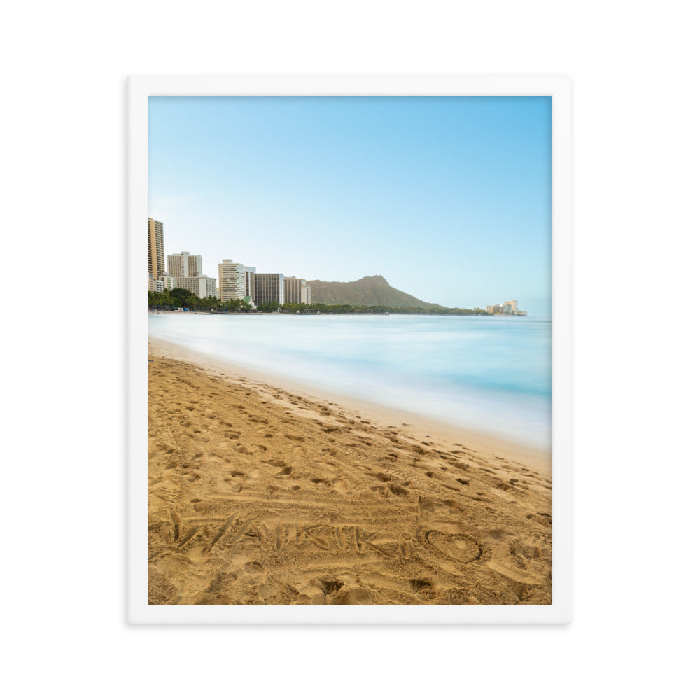 Waikiki Written In the Sand - Framed poster