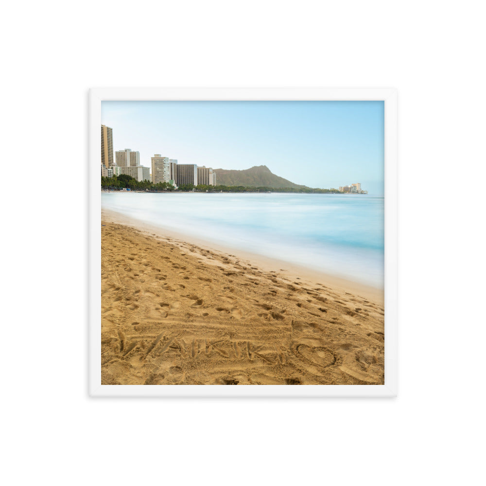 Waikiki Written In the Sand - Framed poster