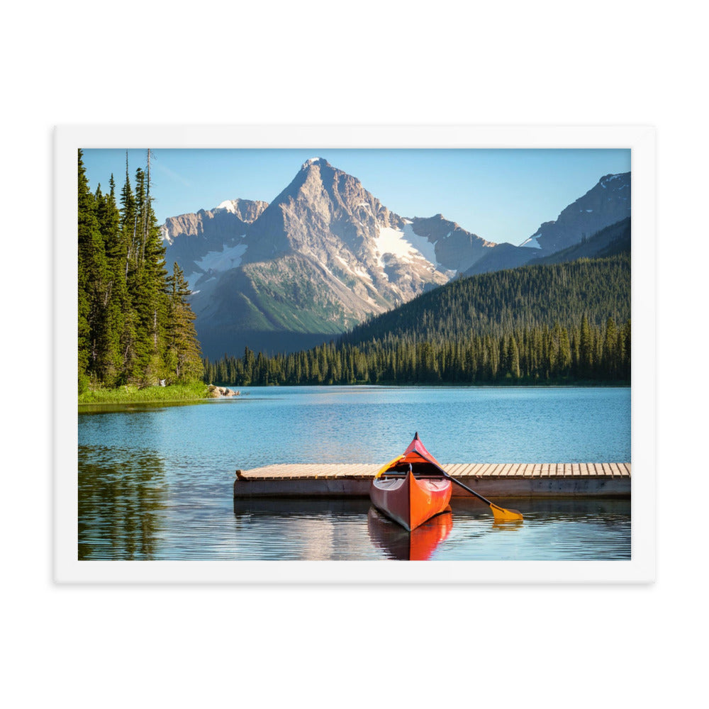 Mountain Lake Canoe - Framed poster