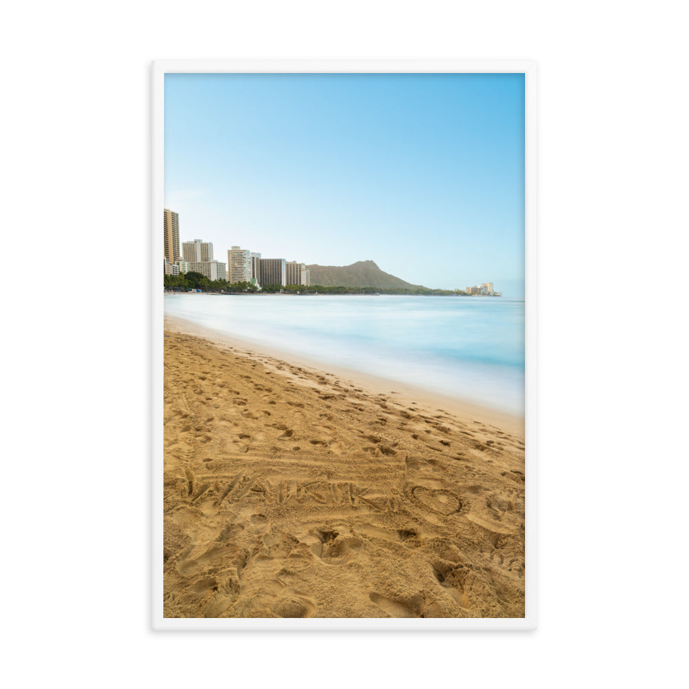 Waikiki Written In the Sand - Framed poster