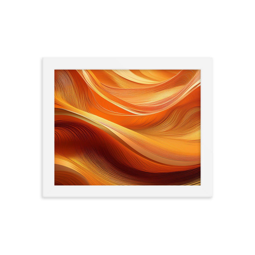 Orange and Gold Waves - Framed poster