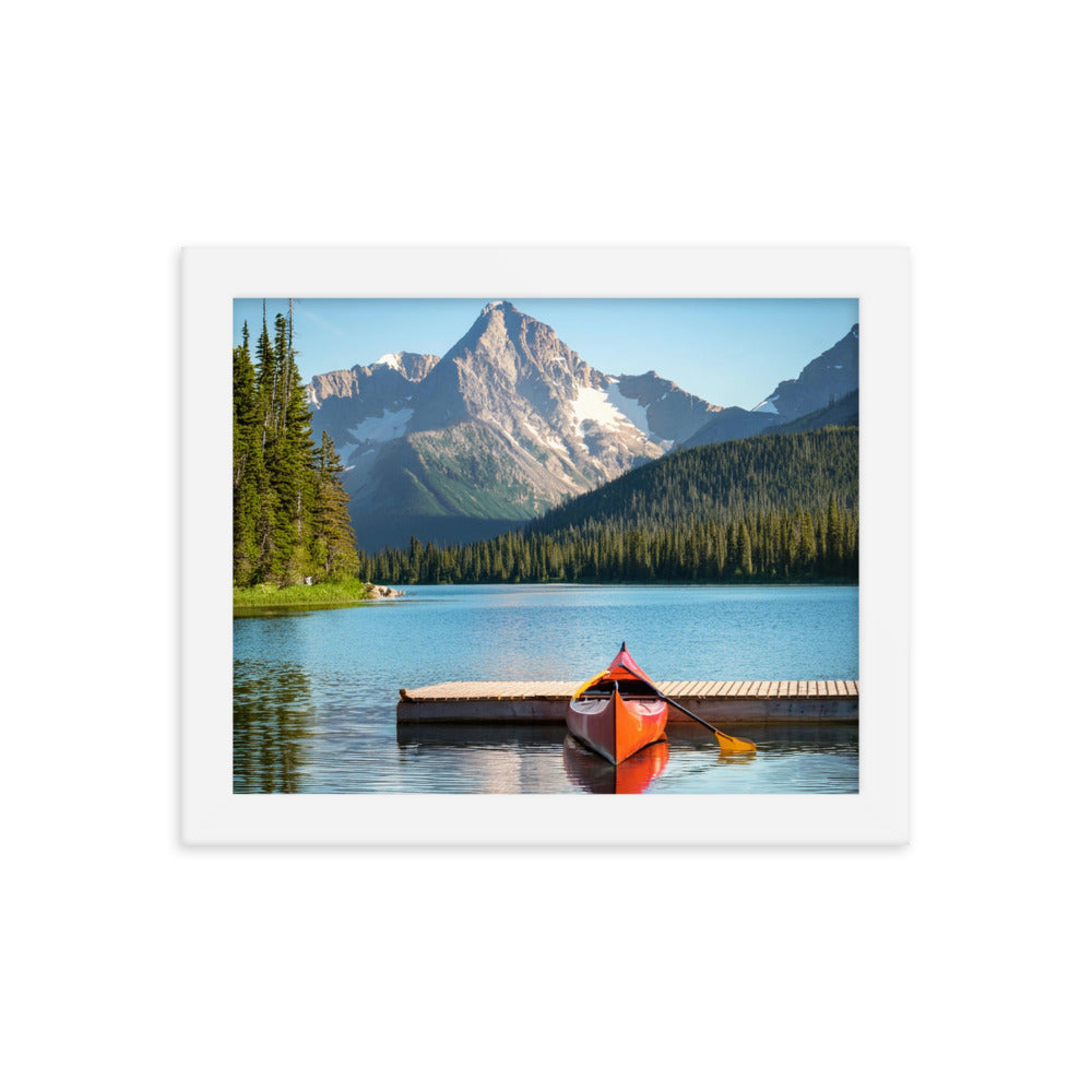 Mountain Lake Canoe - Framed poster