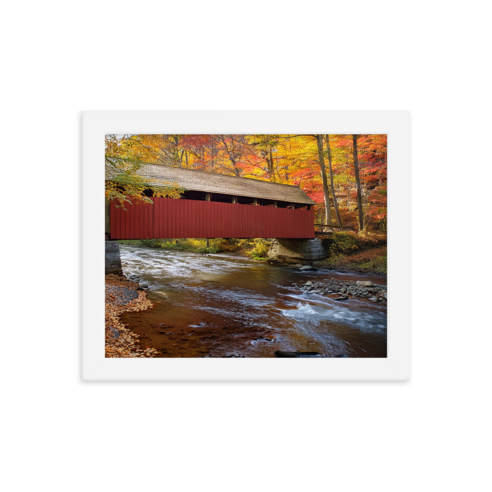 Autumn Covered Bridge - Framed poster