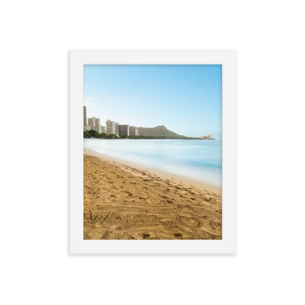 Waikiki Written In the Sand - Framed poster