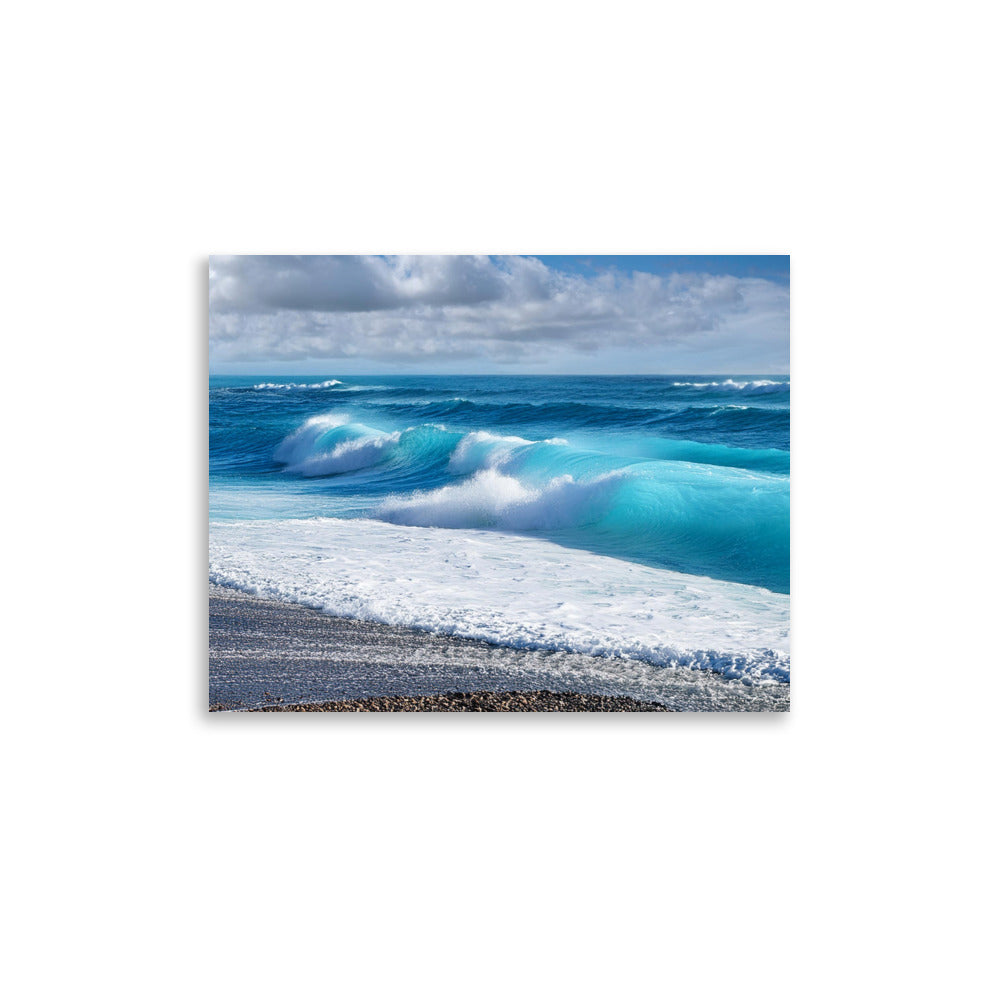 Black Sand Beach Waves- Poster