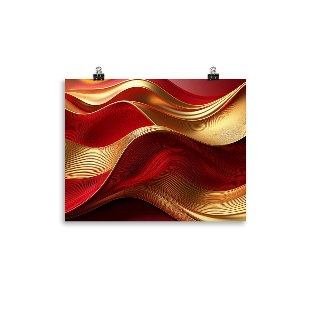 Red and Gold Waves - Poster