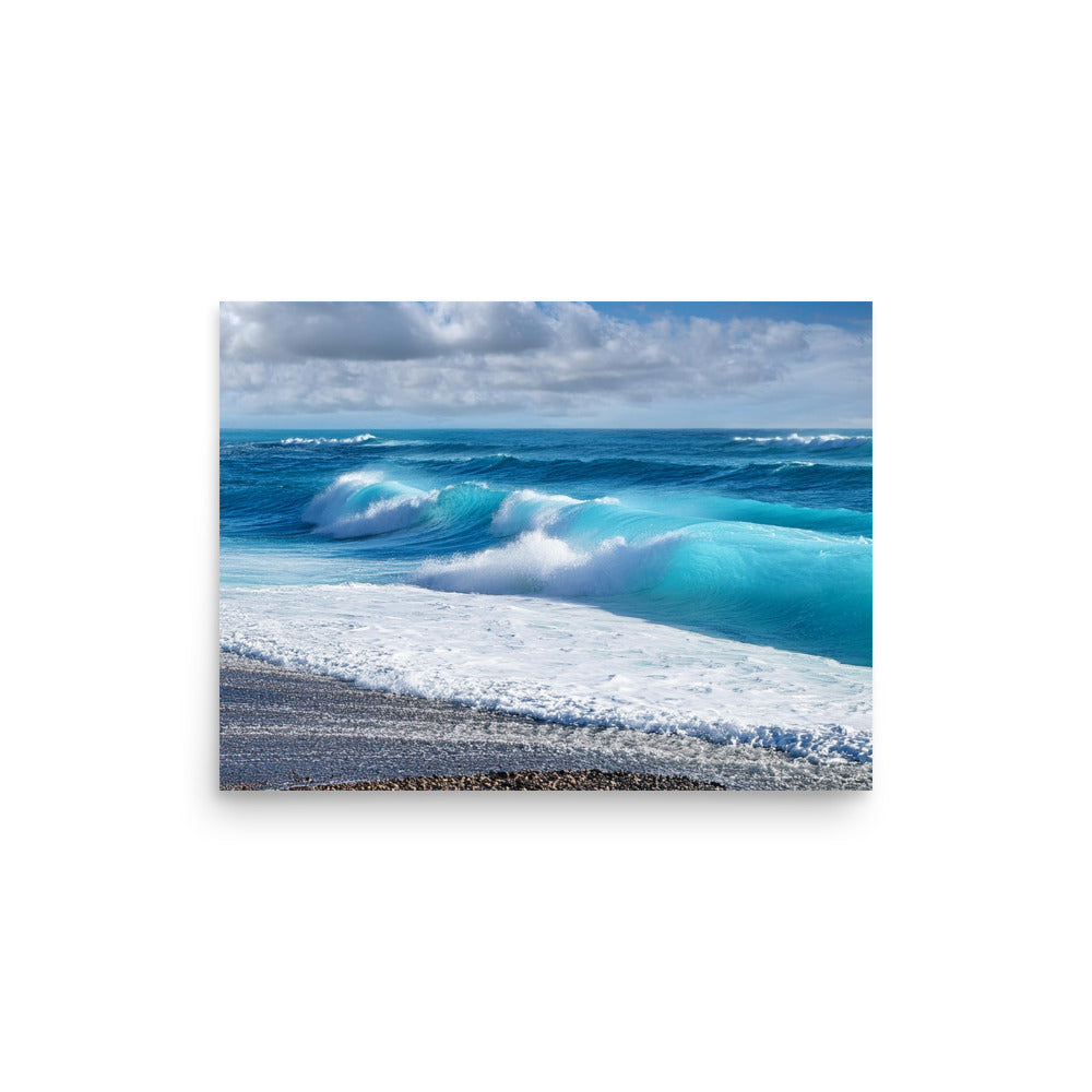 Black Sand Beach Waves- Poster