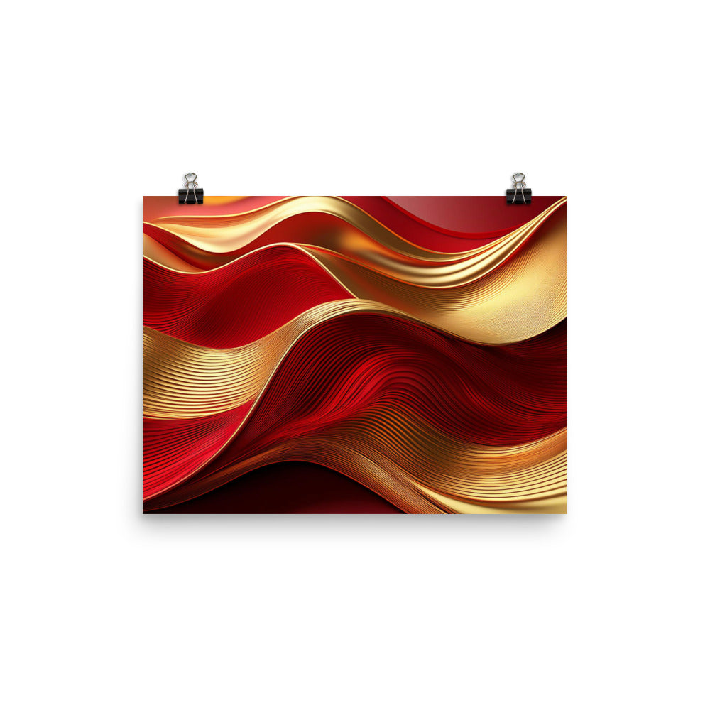 Red and Gold Waves - Poster