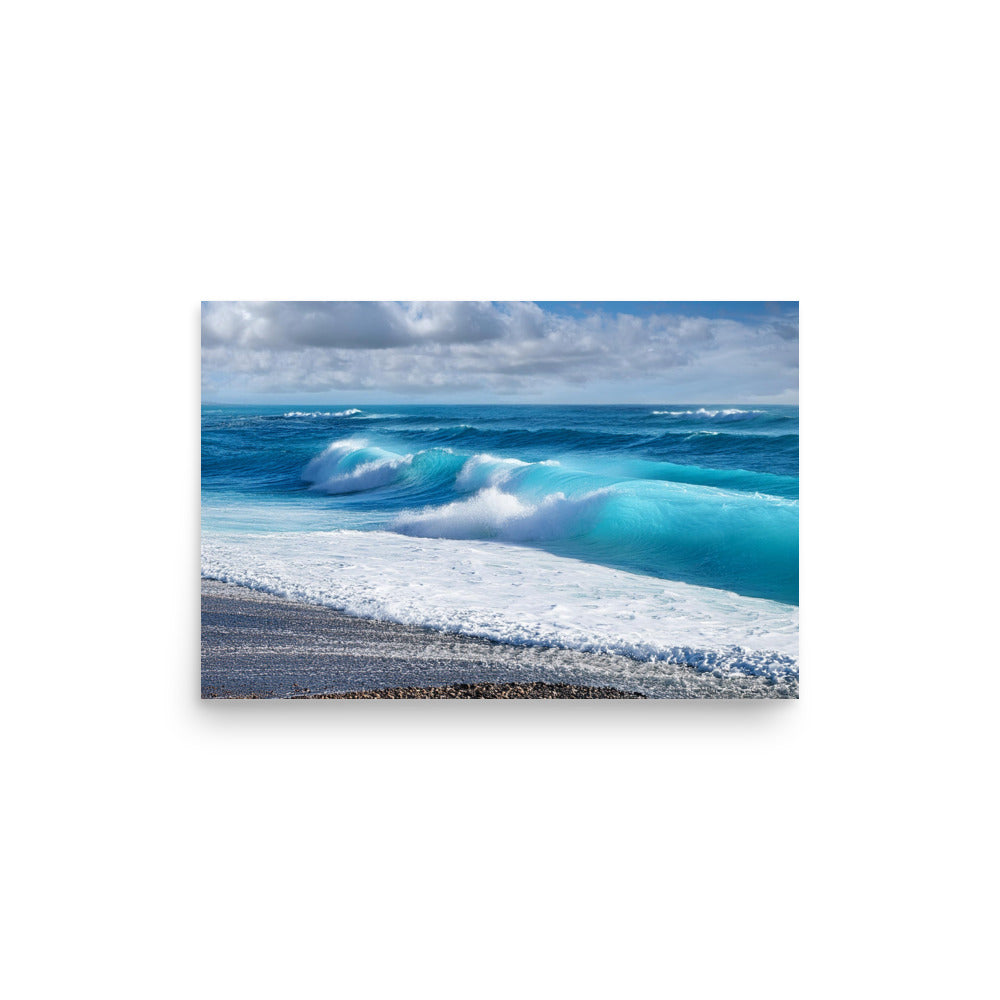 Black Sand Beach Waves- Poster