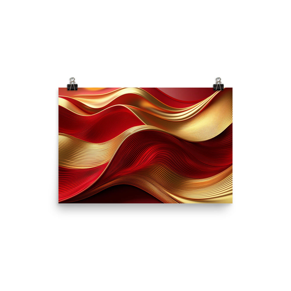 Red and Gold Waves - Poster