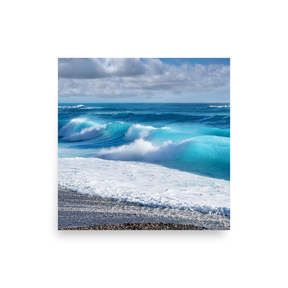 Black Sand Beach Waves- Poster