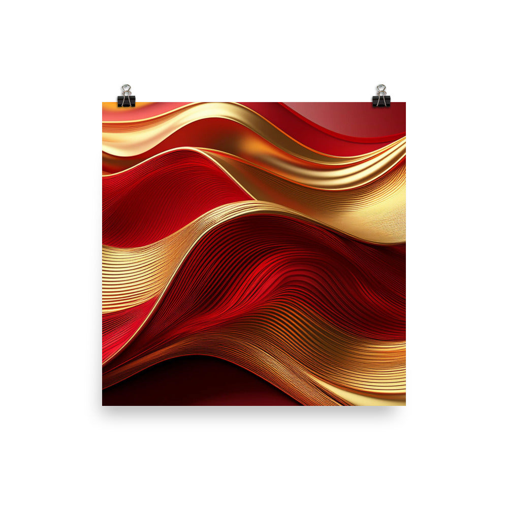 Red and Gold Waves - Poster