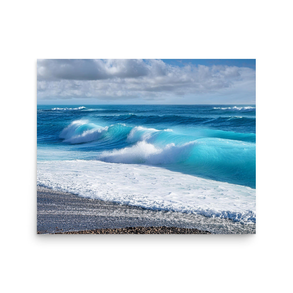 Black Sand Beach Waves- Poster