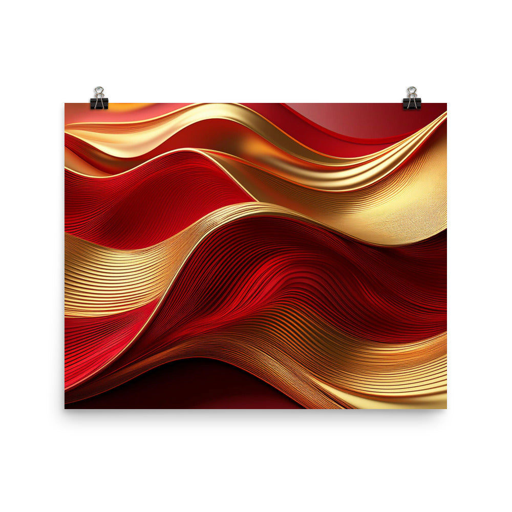 Red and Gold Waves - Poster