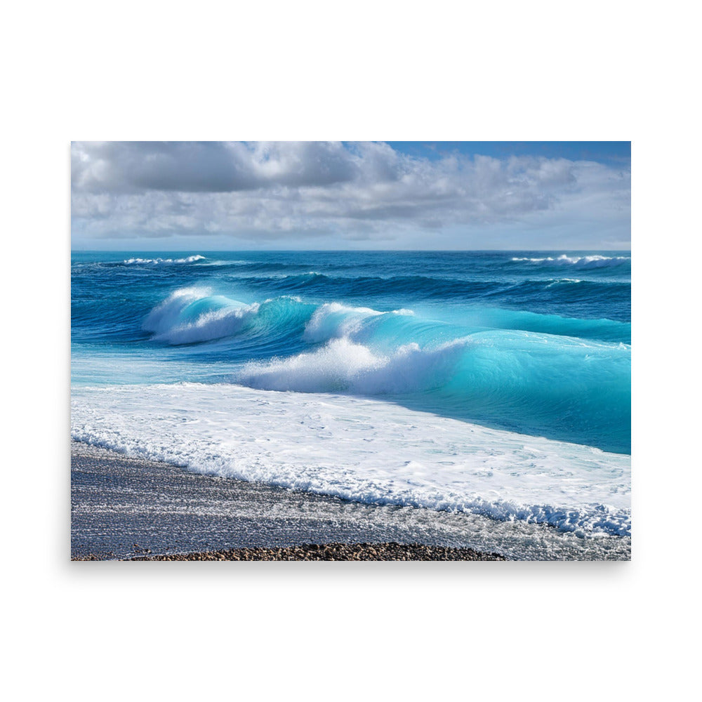 Black Sand Beach Waves- Poster