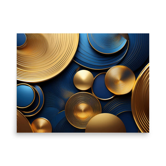 Blue and Gold Circles - Poster