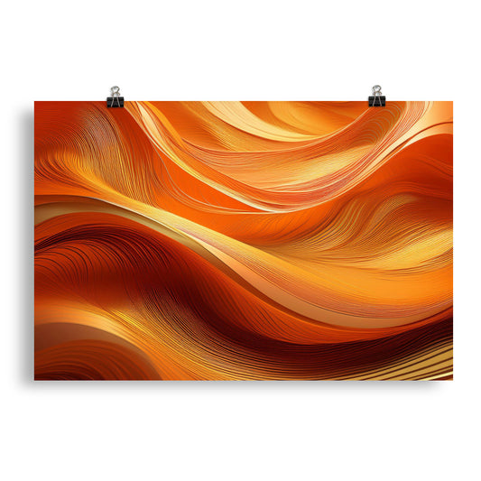 Orange and Gold Waves - Poster