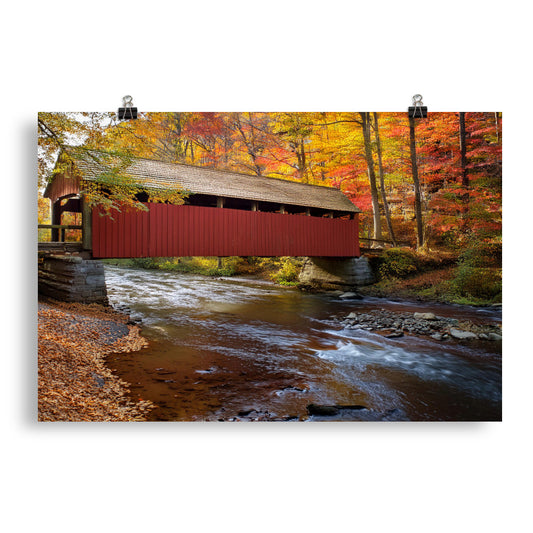 Autumn Covered Bridge - Poster