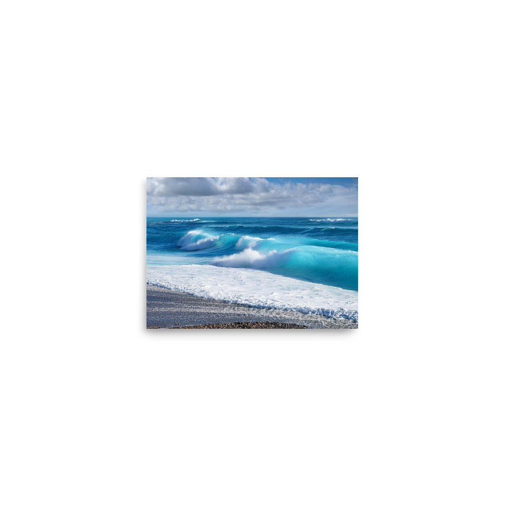 Black Sand Beach Waves- Poster