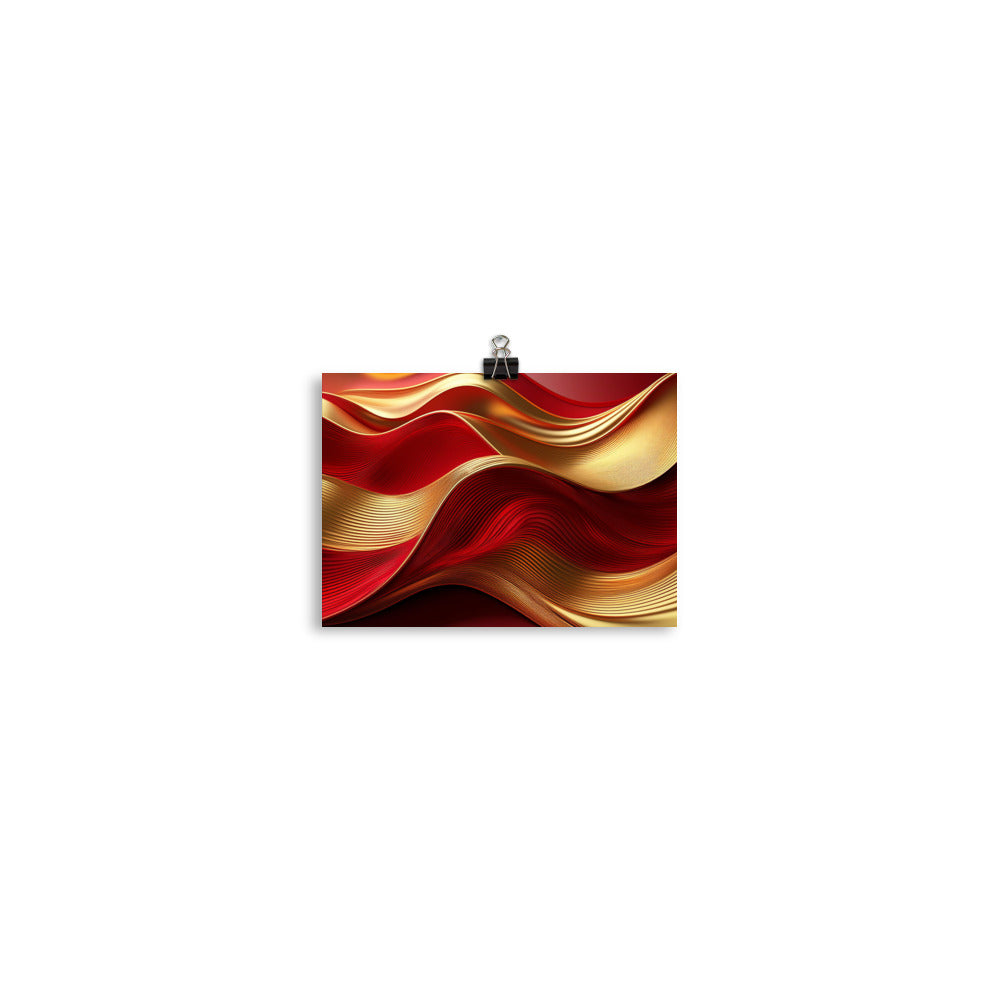 Red and Gold Waves - Poster