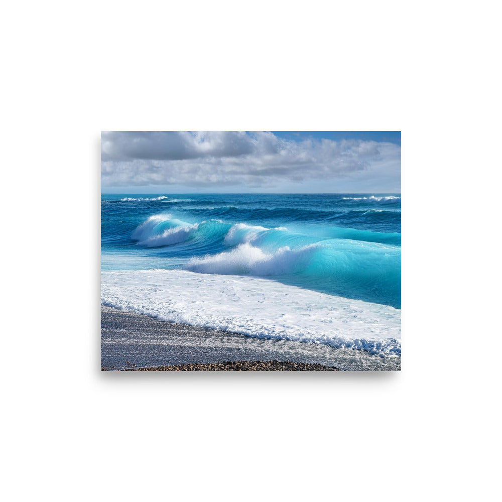 Black Sand Beach Waves- Poster