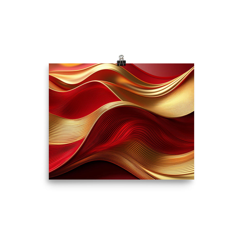 Red and Gold Waves - Poster