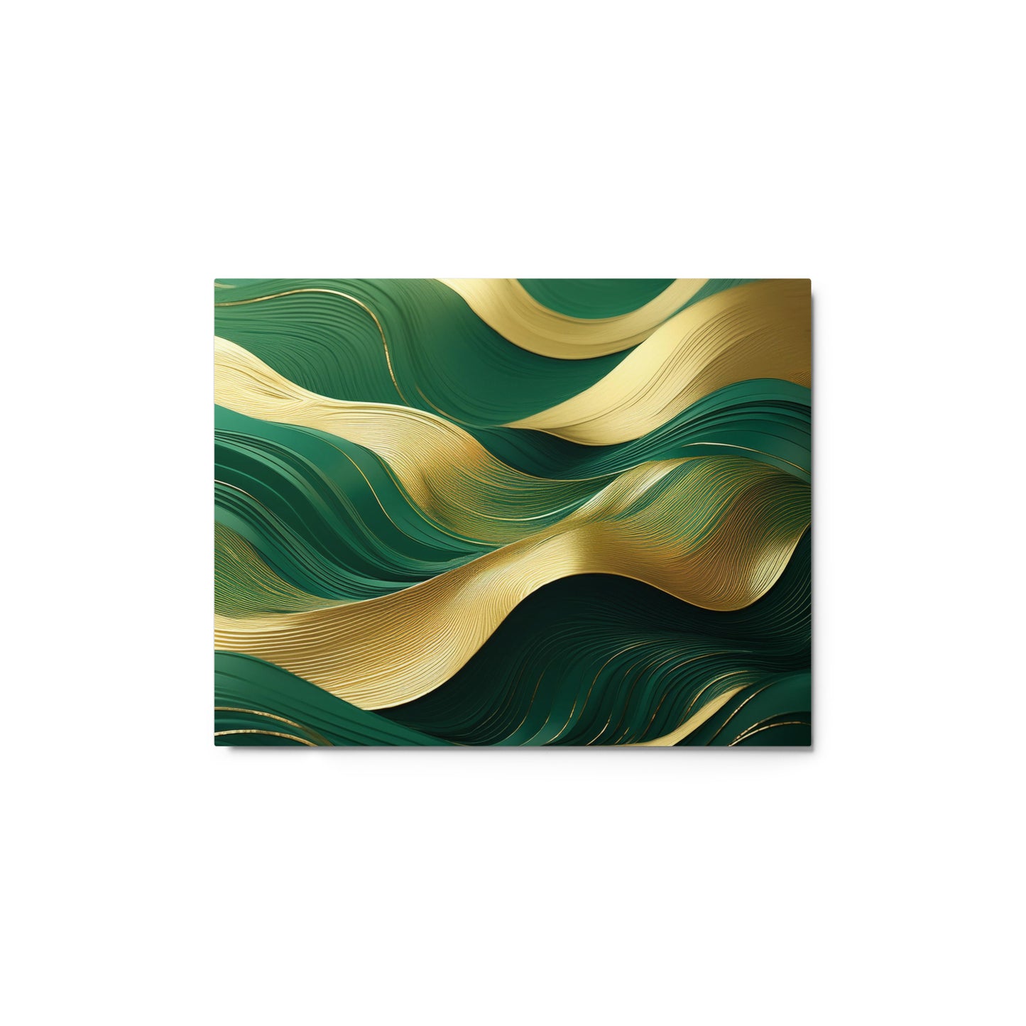 Green and Gold Waves - Metal prints