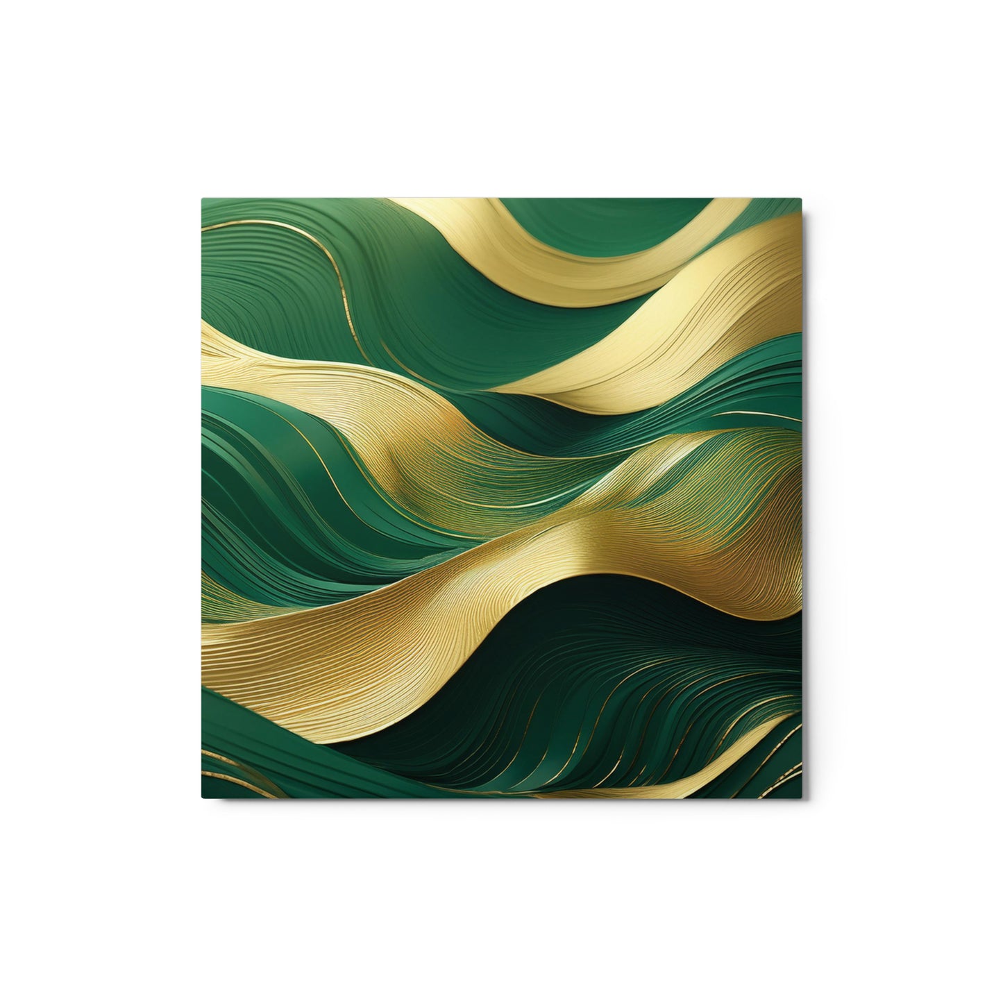 Green and Gold Waves - Metal prints