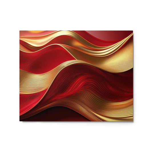 Red and Gold Waves - Metal prints