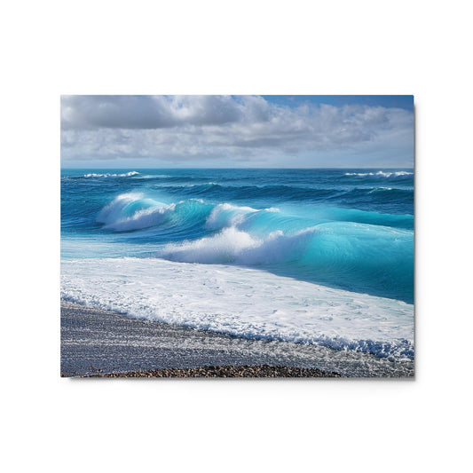 Black Sand Beach Waves - Metal prints