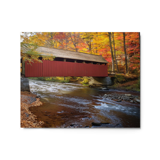 Autumn Covered Bridge - Metal prints