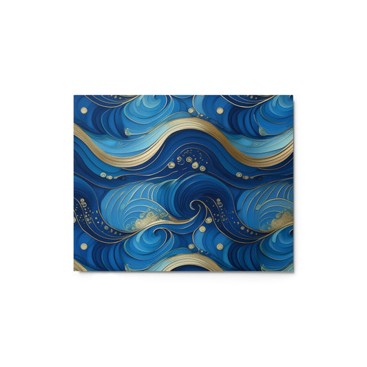 Blue and gold waves - Metal prints