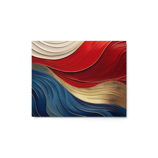 Red, White, Blue, and Gold Waves - Metal prints