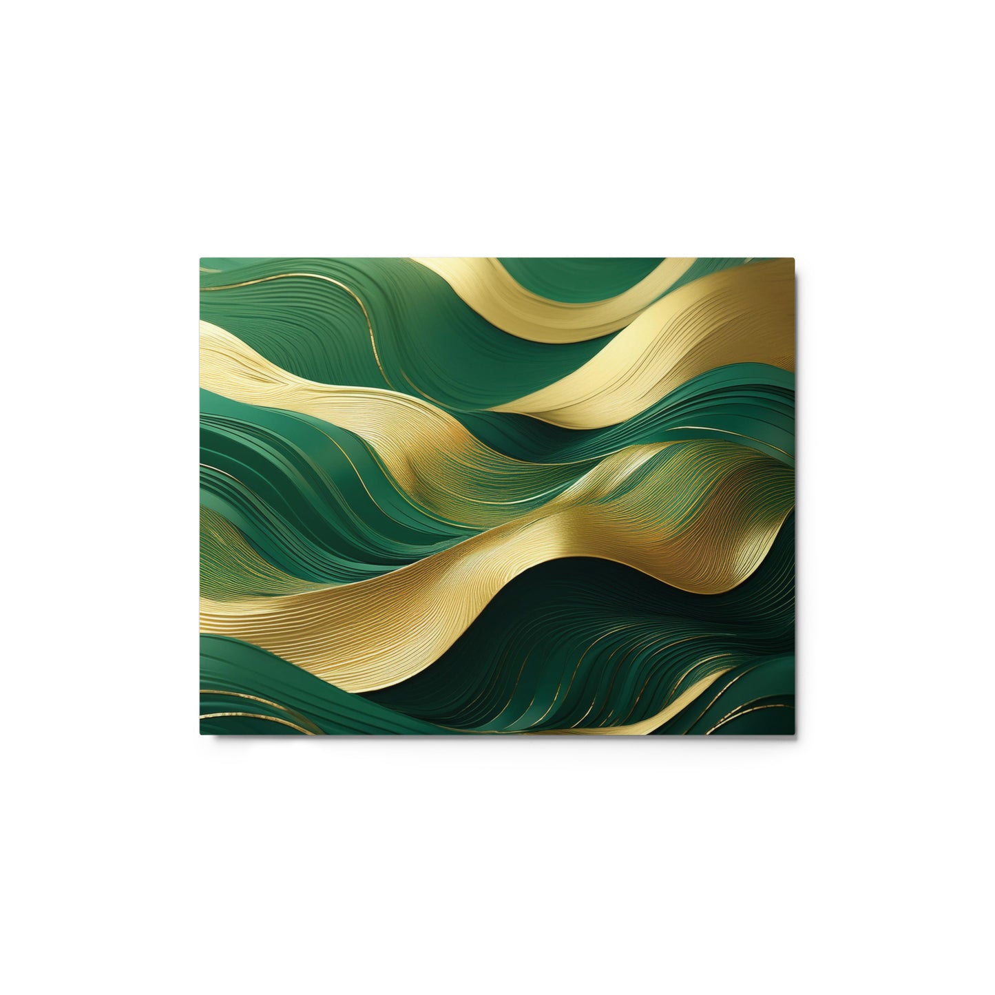 Green and Gold Waves - Metal prints