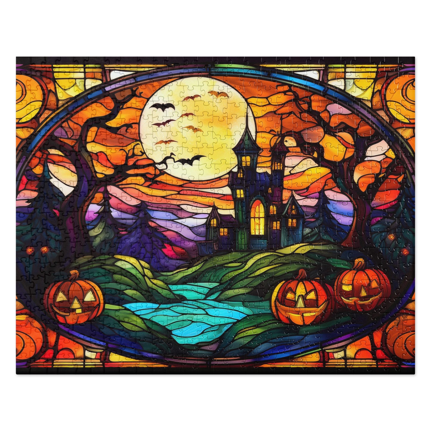 Halloween Castle Stained Glass - Jigsaw puzzle