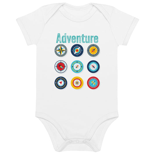 Compass Grid - Organic cotton baby bodysuit