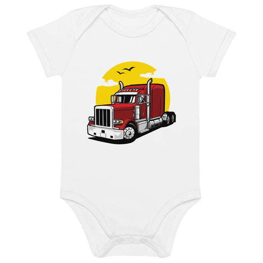 Semi truck - Organic cotton baby bodysuit