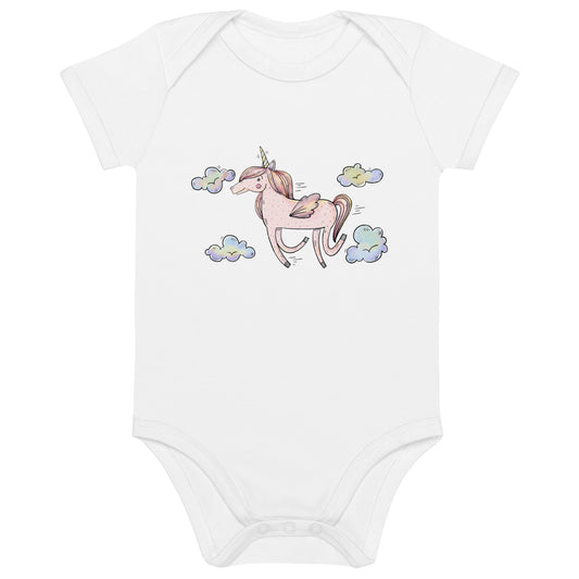 Flying unicorn - Organic cotton baby bodysuit