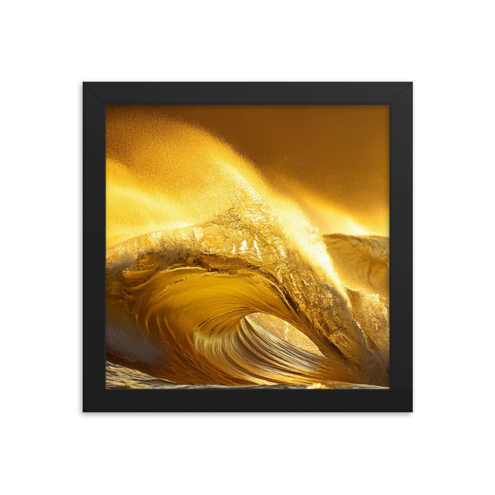 Golden Waves - Framed photo paper poster