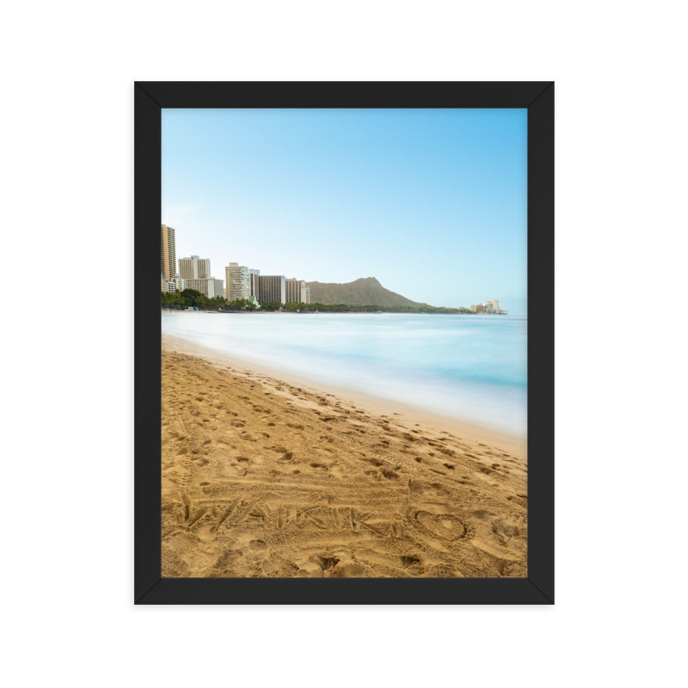 Waikiki Written in the Sand - Framed photo paper poster