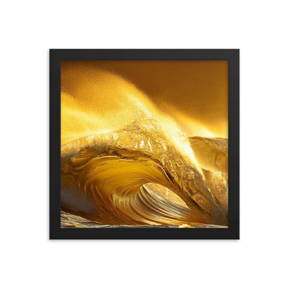 Golden Waves - Framed photo paper poster