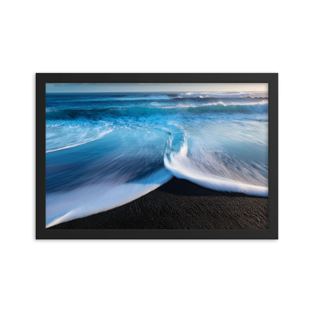 Black Sand Beach - Framed photo paper poster