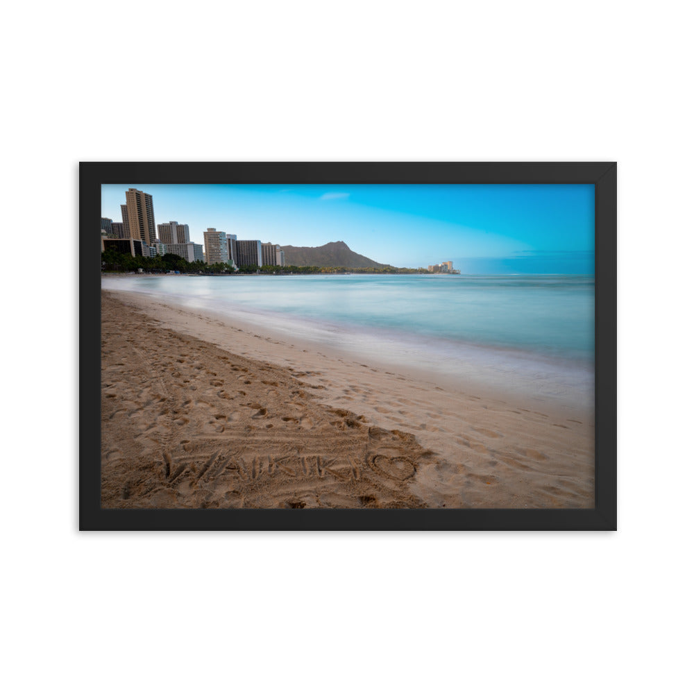 Waikiki Beach - Framed photo paper poster