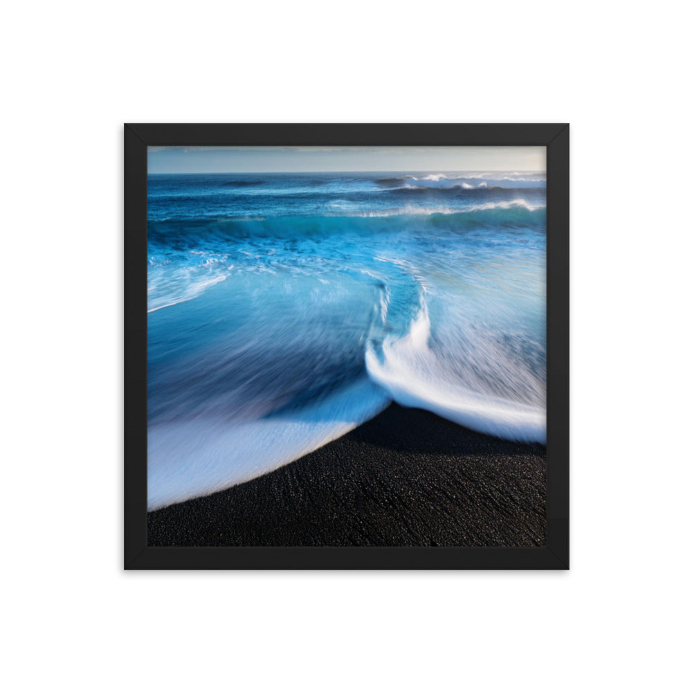 Black Sand Beach - Framed photo paper poster