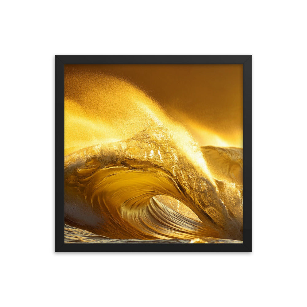 Golden Waves - Framed photo paper poster