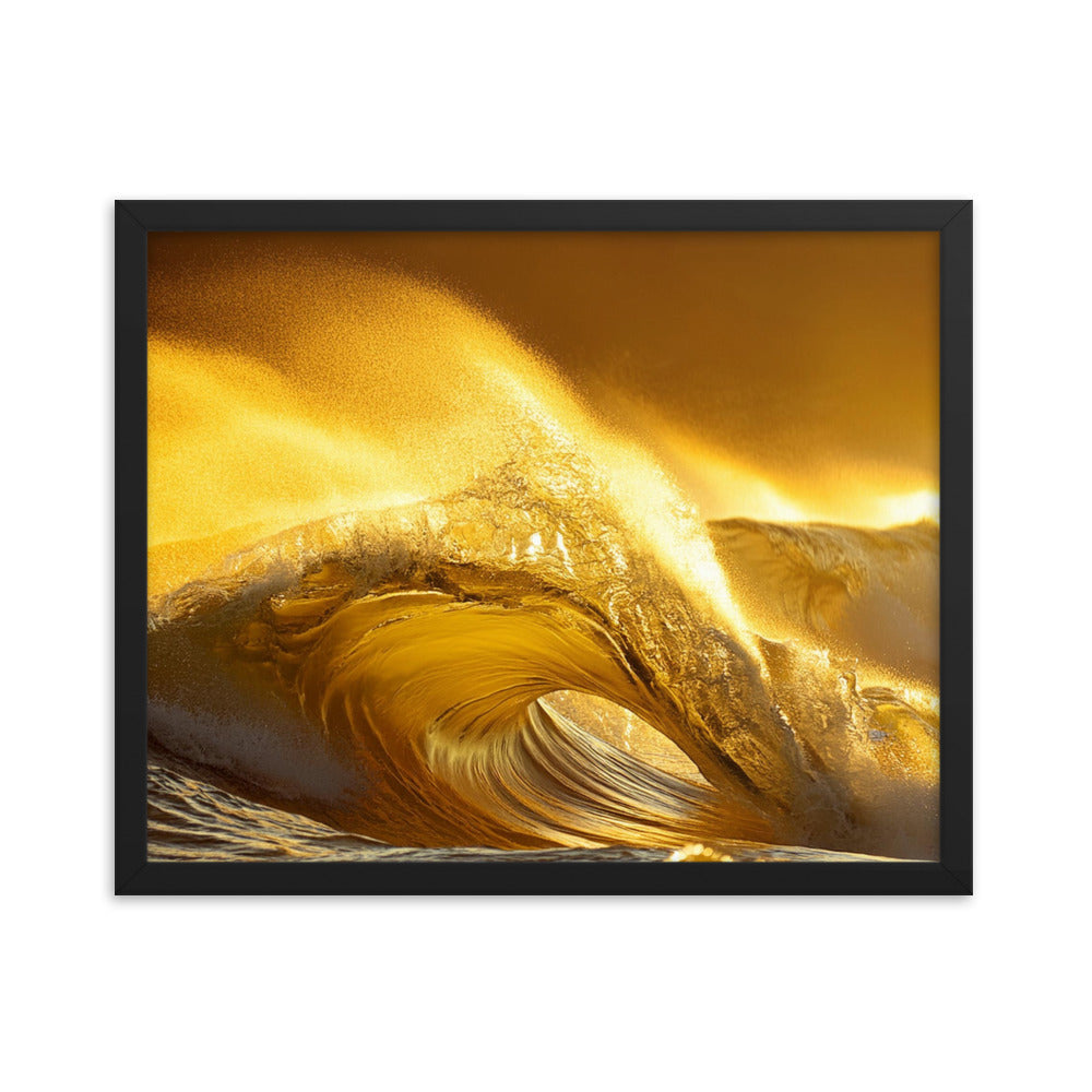 Golden Waves - Framed photo paper poster