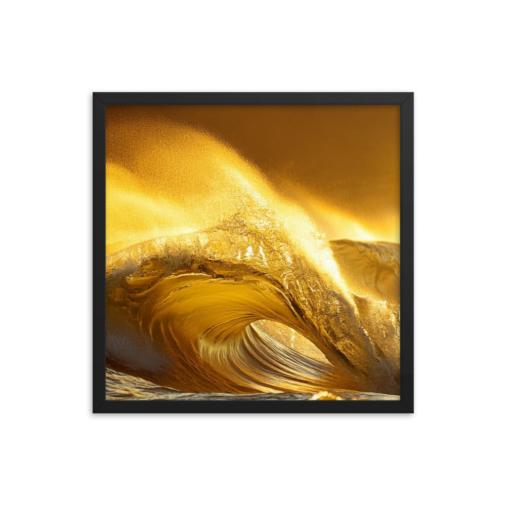 Golden Waves - Framed photo paper poster